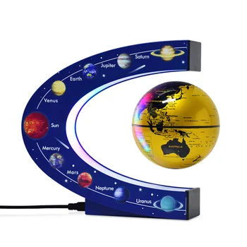 3 Pulgadas Flotante de Levitación Magnética Planetaria Mundo de la Novedad de la Luz LED Mapa del Mundo Electrónico Antigravedad de la Lámpara de la Decoración del Hogar de Regalo