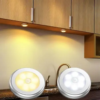 2PCS LED Luz de Noche con Sensor de Movimiento Luz Inalámbrica Inducción del Cuerpo Humano a la Luz de Noche Armario de Luz de Escalera de entrada de la Luz del Dormitorio de la Lámpara