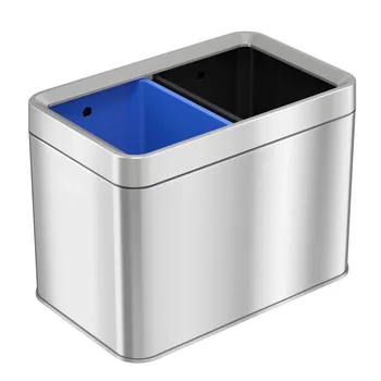iTouchless 5.3 Galones de parte Superior Abierta la lata de la Basura y la Papelera de reciclaje de Compartimiento Doble Combo