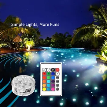 10leds RGB Sumergible Luz Subacuática del LED para al aire libre Jarrón Tanque de Peces de Estanque Discoteca Fiesta de la Boda de Luz de Noche, Luz de la Piscina