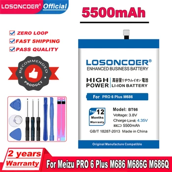 LOSONCOER BT66 5500mAh Batería Para Meizu PRO 6 Plus PRO6 M686 M686G M686Q las Baterías de los teléfonos+Herramientas