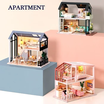 Diy Casas De Muñecas En Miniatura Mini Villa Kit De Roombox Casitas Modelo De Juguetes De Madera Para Niños, Regalos De Navidad Mini Muebles