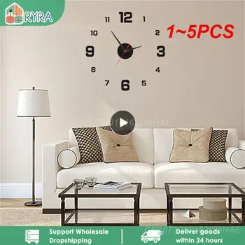 1~5 X Luminoso Reloj de Pared Sin marco de Acrílico DIY Reloj Digital de etiquetas Engomadas de la Pared de Silencio Reloj para la Sala de estar Dormitorio Pared de la Oficina