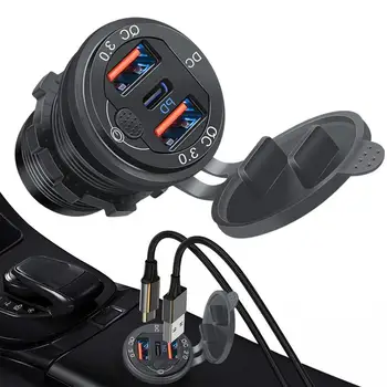 Cargador de coche Adaptador de Carga Rápida PD QC3.0 Dual Adaptador USB Con Tres Puertos de Cargadores de teléfonos Para ATV Auto Auto Convertible RV