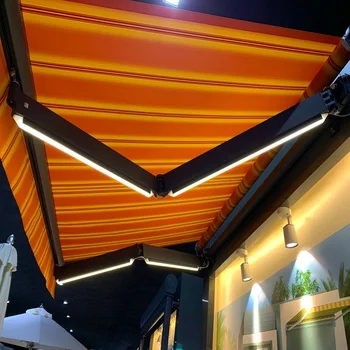Personalizar al aire libre Toldo con luz LED Parasol Eléctrico de Aluminio, Toldos Retráctiles