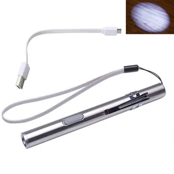 Visual Oral Garganta USB Recargable Mini Antorcha Examen Médico de Acero Inoxidable de Camping Led Portátil de la Pluma Clip