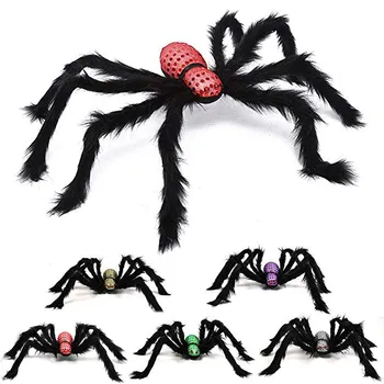 75cm de Simulación Negro Araña de Juguete Decoración de Halloween Haunted House Prop Fiesta de la Felpa de la Araña Truco Horror Juguetes