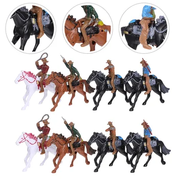 8 piezas de Vaquero Pastel de Decoraciones de Equitación Modelo de Tabla de Diseño de los Decorados de Arena Jinete de Modelos de Simulación de Mezclilla Figura Hogar de Plástico Hijo
