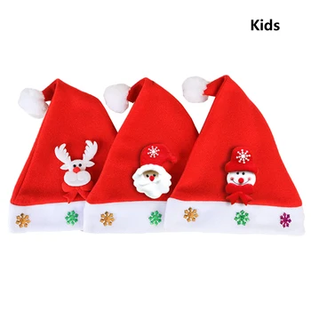 3pcs Para los Adultos a los Niños Reutilizables de Vacaciones de Año Nuevo, Cómodo, Sombrero de Navidad Festiva Decoraciones de Fiesta de Ciervo Rojo de Santa Claus, muñeco de Nieve