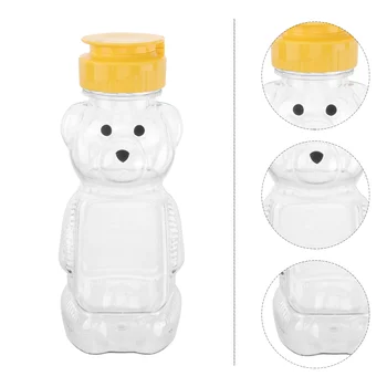 12pcs Tarro de Miel del Oso de la Miel Botellas Frasco Recargable Botellas de plástico con Tapa para Beber de la Botella Condimento Dispensador de Navidad de Otoño