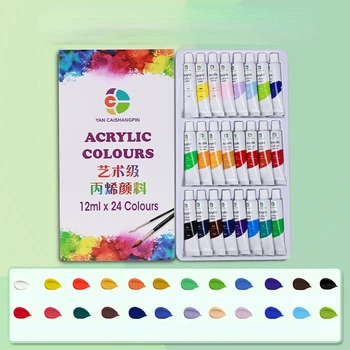 12/18 Colores 12ml Pintura Acrílica Establecer el Color de la Pintura Para Tela de la Ropa de Uñas de Cristal Dibujo Pintura Para Niños Impermeable, materiales de Arte