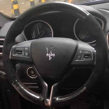 Personalizado cosida a mano de Gamuza de Fibra de Carbono de la Cubierta del Volante Para Maserati Ghibli Levante Quattroporte Auto Interior Accesorios