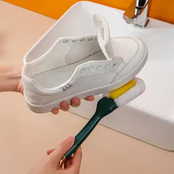 Zapato Cepillo de Cerdas Suaves Largo Mango antideslizante Cómoda con Doble Cabezal de Zapato de Lavado Cepillo de Suministros para el Hogar