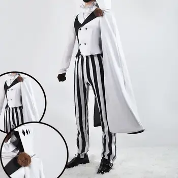 Nikolai Gogol Traje de Cosplay Bungo los Perros Callejeros de la Temporada 4 Blanco Negro UniformUniform La Decadencia del Ángel Hombres de Halloween Peluca
