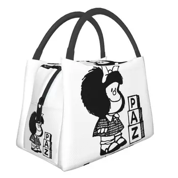 Lindo de la Historieta de Mafalda Aislado de Bolsas de Almuerzo para las Mujeres se puede utilizar muchas veces Quino Comics Enfriador Térmico de la Caja de Almuerzo de Acampada en la Playa de Viajes
