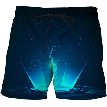 Datos de la tecnología de la Ilustración Divertida de la Impresión en 3D de los Hombres Nuevos pantalones Cortos de Vacaciones de Playa, pantalones Cortos Sueltos Casual pantalones Cortos Deportivos Pantalones Sueltos