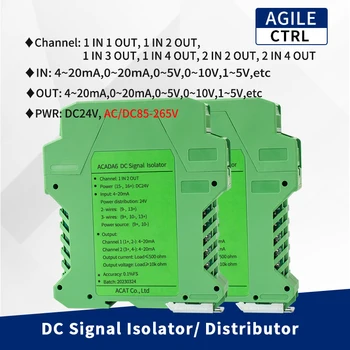 DC 4-20mA 0-10V 0-5v Aislador de Señal de 2 entradas 4 salidas 2 Cables de Señal Analógica Distribuidor Convertidor de Señal Aislado Transmisor