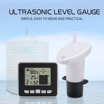 Ultrasonidos Inalámbrica de Agua Tanque de Líquido de Profundidad, Medidor de Nivel w/Visualización de la Temperatura