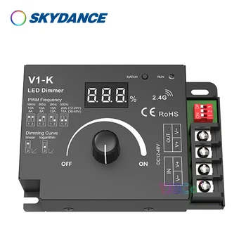 Skydance 12V-48V 24V LED Dimmer PWM 20A Interruptor de Frecuencia Ajustable Perilla de la Tira del LED Regulador de intensidad para la Iluminación de los Módulos V1-K Controlador