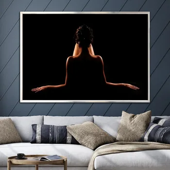 Sexy Mujer Desnuda Posters Y Impresiones de Arte Moderno de la Pared de la Lona de Pintura de la línea de la Espalda de la Mujer de la Imagen Para la Sala de estar Decoración Mural No Fram