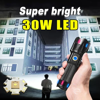 Más Poderoso de la Fluorescencia de la Linterna de LED Recargable USB Linterna de Alta Potencia de Iluminación 1500M Antorcha de la Linterna de Camping al aire libre