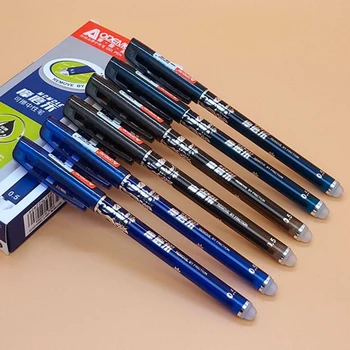 6PCS Borrable Bolígrafo de Gel Azul Tinta Negra de 0,5 0,38 mm Lavable Manejar Bolígrafo Punta de la Aguja de la Varilla del Estudiante Para Escribir Croquis
