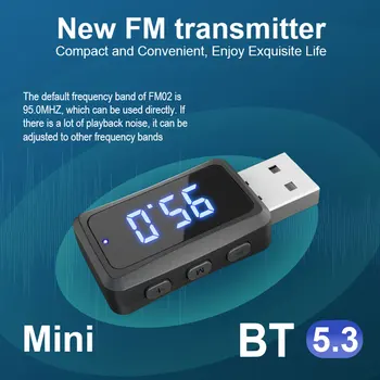 FM02 Bluetooth del Coche 5.3 Cargador de Transmisor FM Coche Receptor Bluetooth Bluetooth del Coche Transmisor FM USB Cargador de coche, Accesorios