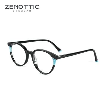 ZENOTTIC 2023 Ronda de Óptica Gafas de Marco para Unisex de la Moda de la Mariposa Sin Receta Lente Transparente de Acetato de Gafas de JSP8011