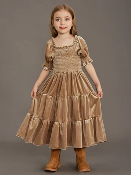La nueva Princesa de las Niñas de Terciopelo Retro Clásico Vestido de la Ropa del Bebé de los Niños de la Princesa Vestido de Fiesta de los Niños de Navidad Ropa para niños de 4-12 años