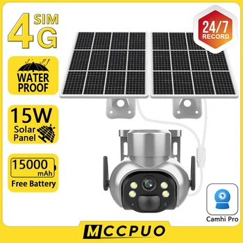 Mccpuo 8MP 4G Solar al aire libre de la Cámara de Doble Panel Solar Inteligente PIR de Detección Humano 24h Grabación de Seguridad wi-fi de la Cámara PTZ Camhi Pro