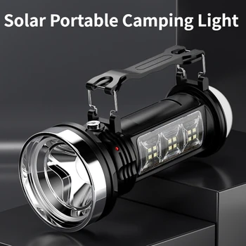 Solar LED del Reflector al aire libre de Alta Potencia de Carga USB Linterna de Camping, Tres de la Fuente de Luz Portátil Impermeable Linterna Senderismo