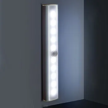 Batería de 10 Recargable de Led del Sensor de Movimiento del Armario de Luz Debajo de Gabinete Inalámbrica Palo en cualquier Lugar en el Complemento de la Luz de la Luz del Led para el Dormitorio