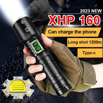 De alta Potencia LED Linterna XHP160 de Tipo c, batería Recargable de la Antorcha de los Super Brillantes Linternas Impermeable al aire libre Potente Linterna Táctica