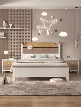 Muebles de dormitorio, cama infantil, adolescente de la madera sólida de la cama, Nórdicos, moderno, sencillo pequeños de la casa Estadounidense de la cama.