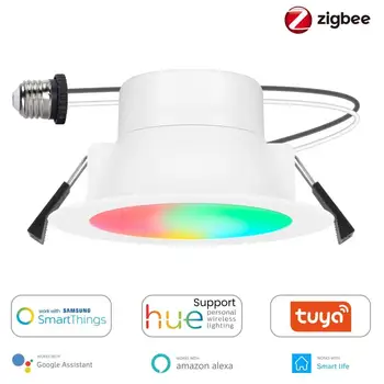 2pcs Tuya Zigbee Smart LED Downlight WC WC Punto del Techo de la Lámpara de Luz RGB+CW Atenuación de la Luz 6W/9W bombilla Inteligente Trabajo Con Alexa