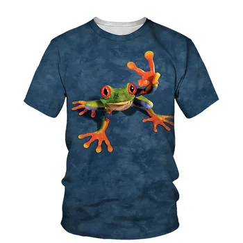 De verano Nuevo 3D Divertida Rana de Árbol Gráfico de Camisetas Para los Hombres de Moda Casual Animal Print de la Camiseta de la Personalidad Interesante Tendencia T-shirt