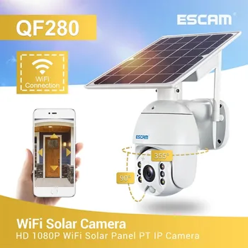 ESCAM QF280 1080p Versión de wi-fi Shell Solar de Seguridad de la Cámara de Vigilancia al aire libre Impermeable de la Cámara CCTV Inteligentes Casa de Dos vías de Voz
