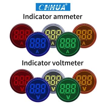 Digital Voltímetro Amperímetro Indicador LED luz AD16-22mm AC60-500V 0-100A Ronda Digital Voltímetro Amperímetro Detector de Señal de la Luz
