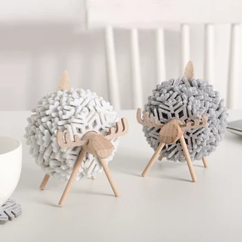 12Pcs Ovejas Forma Resbalón Anti de la Copa de Pastillas de Montañas Aisladas de Copo de nieve de Fieltro de lana de la Copa de Esteras de Japón Estilo Creativo de la Decoración del Hogar, Art de Regalo