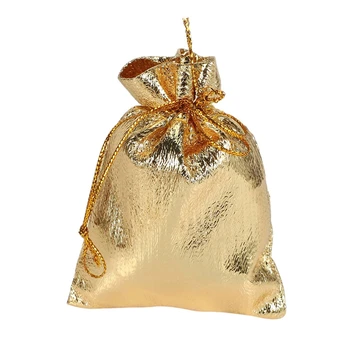 100Pcs Lámina de Oro de Organza Bolsa de Dulces Bolsas de Regalo de la Navidad de la Decoración de la Fiesta de la Boda a Favor de la Bolsa de Embalaje de Regalo Bolsas de Cordón