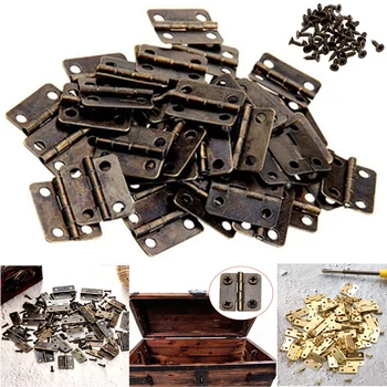 10 piezas de Metal de la Bisagra De la Casa en Miniatura de Mueble Accesorio de hardware de la casa Mini Alargado de Antigüedades de Latón de Bronce de la Joyería