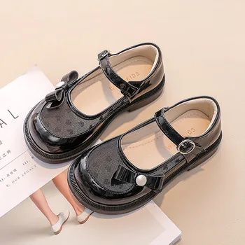 2023 Niños Nuevos de la Princesa Niñas Zapatos de Malla Transpirable Dulce Lindo Suave con Arco-nudo Suave con Suela de Bebé Niños Plana Zapatos de Cuero