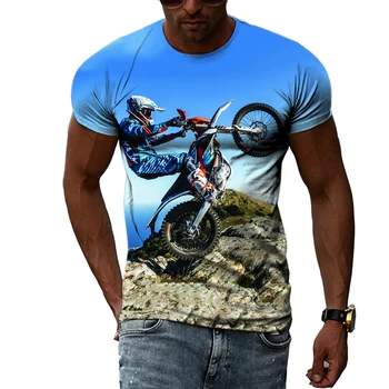 Verano Fasion Estilo Fresco de Motocross Gráfico T Shirts Para Hombres Casual de la Impresión 3D de la Tendencia de los Productos de camisetas con Mangas Cortas