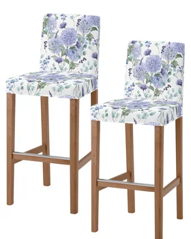 La primavera de Acuarela de Flores de Hortensia Alta de la Espalda 2pcs Fundas para sillas Para la Cocina Elástica Taburete de la Barra Funda Comedor Asiento de los Casos