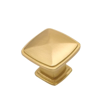 Goldenwarm Cepillado Bronce Gabinete Perillas De Oro Pomos Cuadrado Sólido Tiradores De Oro Armario De La Cocina Asas