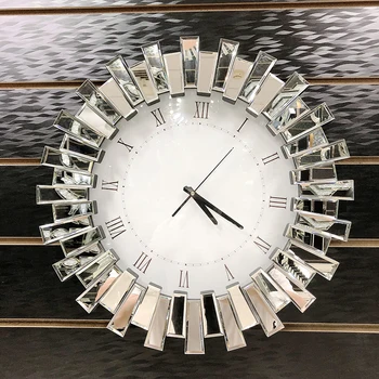 De Cristal de lujo Reloj de Pared de Diseño Moderno de Gran Tamaño en Silencio Grande Nórdicos de Espejos de la Pared de Cristal Relojes de Vivir Decoración de la Habitación de GPF50YH