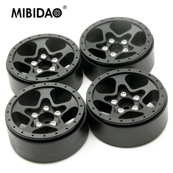 MIBIDAO Negro 1.9 pulgadas de Aleación de Aluminio Llantas Beadlock Centros para el Axial SCX10 CC01 D90 1/10 RC Crawler Modelo de Coche Piezas de mejora