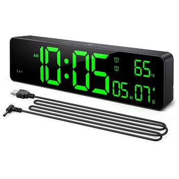 Digital Reloj de Pared de Gran Display con Fecha y Hora de la Temperatura del LED Digital Reloj de Alarma con Snooze para el Dormitorio