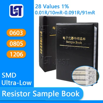 SMD Ultra Bajo Kit de resistencias 0603 0805 1206 1% 28 Valores de 0.01 R 0.011 R 0.012 R 0.013 R 0.014 0.015 R R-0.075 R 0.082 R 0.091 R Libro de la Muestra