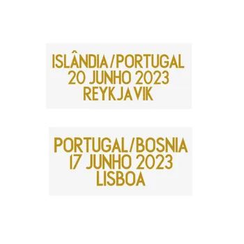 2023 Portugal Detalles Portugal Vs Islas Bosnia Parche de 200 Juegos de Partido de Texto Fecha de la Transferencia de Calor de Hierro EN el Fútbol Parche Insignia